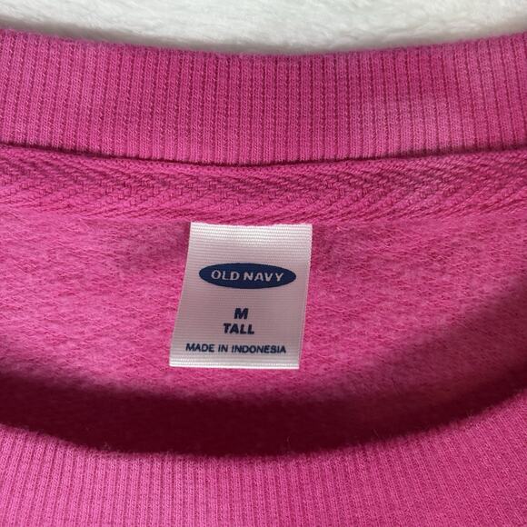 Old Navy Crew Neck Pullover Sweatshirt Womens Medium Tall Pink Tie Dye Hippie - Picture 4 of 7